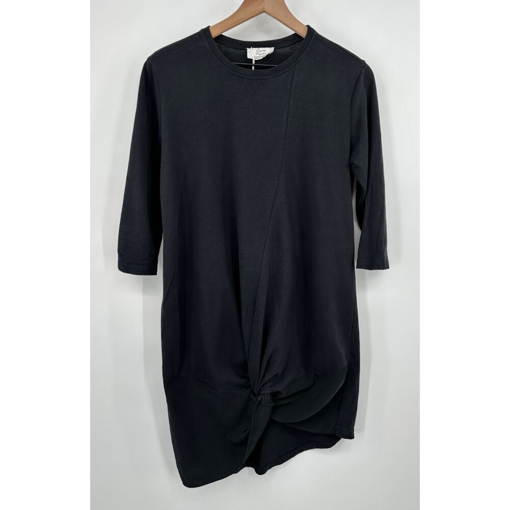 Zara Trafaluc Shirt Dress Women Small Black 3/4 Sleeve Twisted Hem NWOT